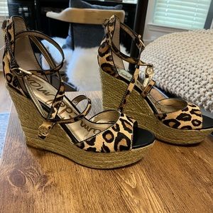 Sam Edelman Leopard platform Wedge Sandals
